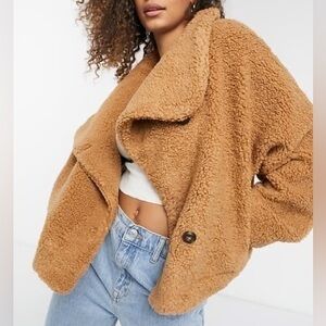 Free People Izzy Tan Wrap Teddy Jacket NWOT